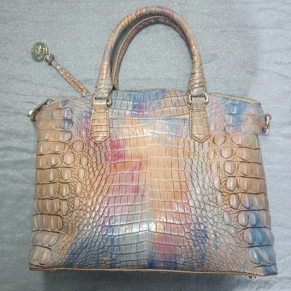 Brahmin‎ Duxbury Iridescent Opal Melbourne Croc-Embossed Leather Satchel Handbag